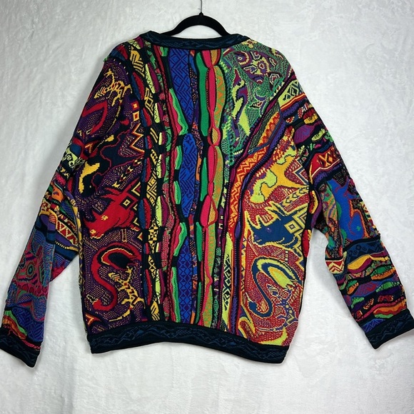 Rare Coogi Jungle Animal Knit Multicolor Retro Biggie Vintage HolyGrail Sweater - Picture 11 of 17